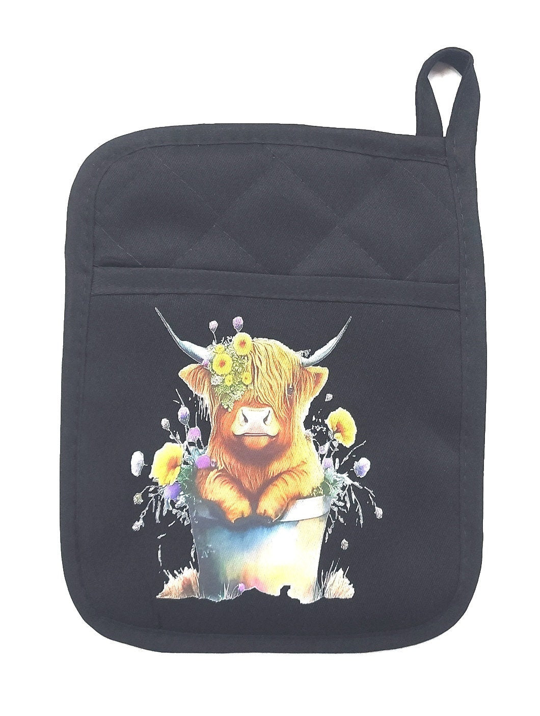 Highland Cow Neoprene Pot Holder - Oven Mitt - Hot Pad - Baking - Kitchen Decor - Gift - Camping - Teacher Gift - Mother's Day Gift