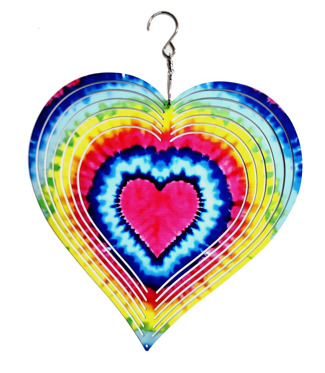 Wholesale - 12 Pack - 10x10 inch Double Sided Heart Shaped Sublimation Wind Spinner Blanks w/Hooks