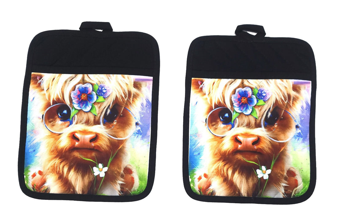 Sublimation Blanks 9"x7" Black Pot Holders with Sublimation Pocket DIY Set of 4