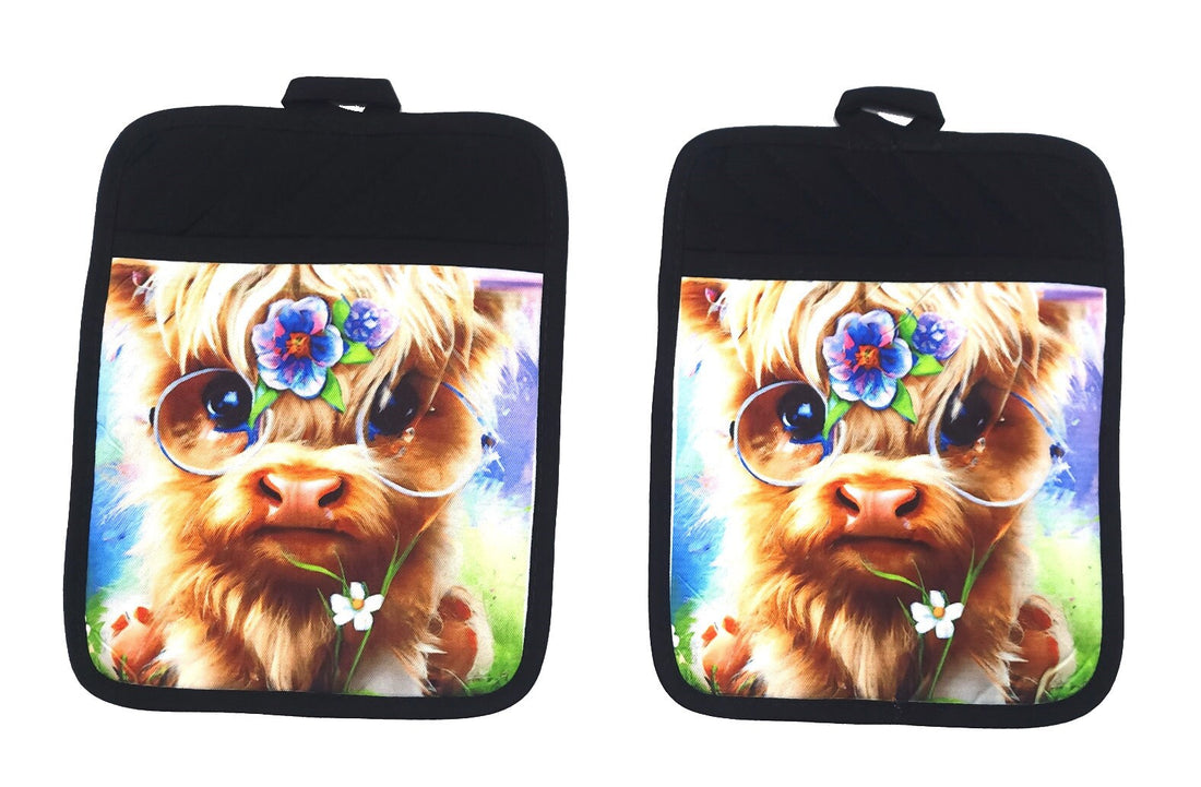 Sublimation Blanks 9"x7" Black Pot Holders with Sublimation Pocket DIY Set of 6 Oven Mitt Trivet