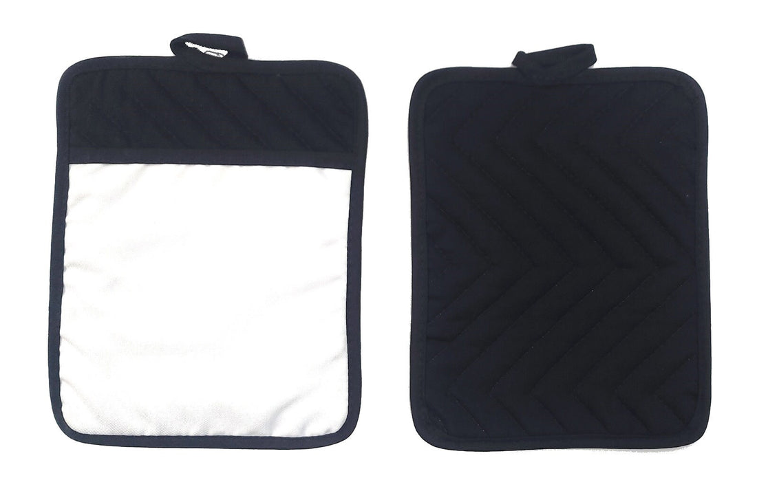 Set of 12 Sublimation Blanks 9"x7" Black Pot Holders with Sublimation Pocket DIY Oven Mitt Trivet