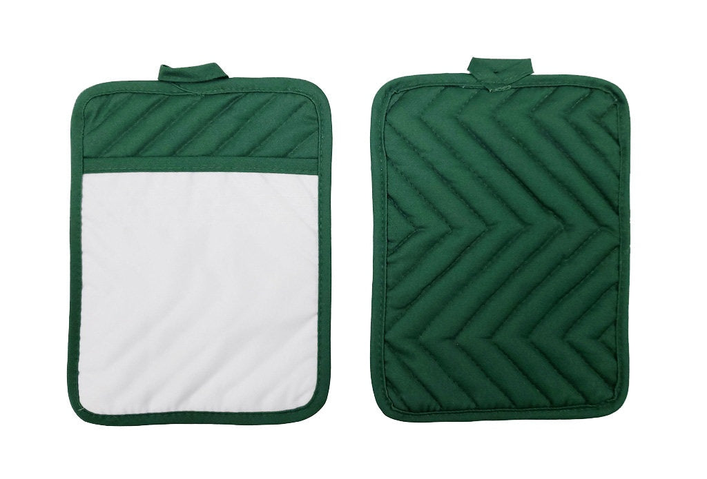 Sublimation Blanks 9"x7" Green Pot Holders with Sublimation Pocket DIY Set of 4