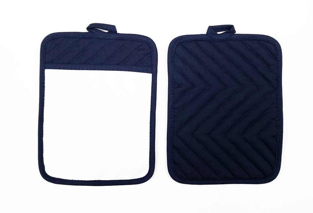 Set of 12 Sublimation Blanks 9"x7" Navy Blue Pot Holders with Sublimation Pocket DIY Oven Mitt Trivet